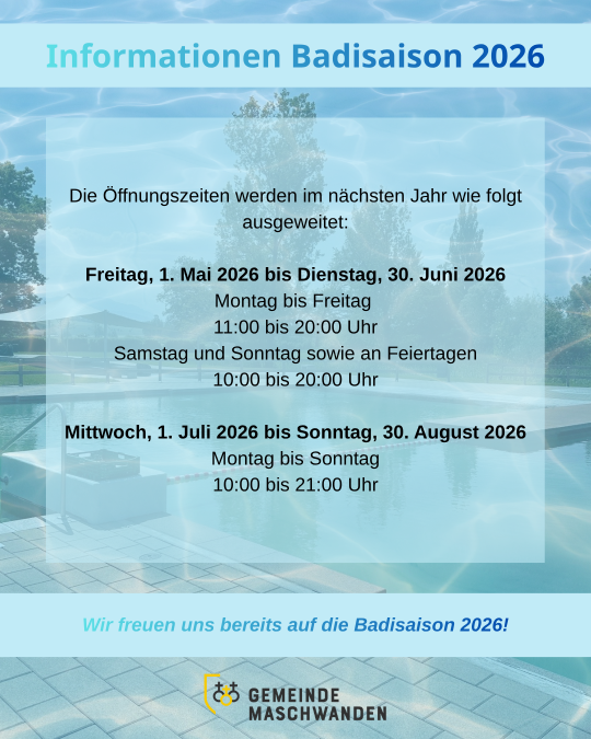Öffnungszeiten Badi 2026